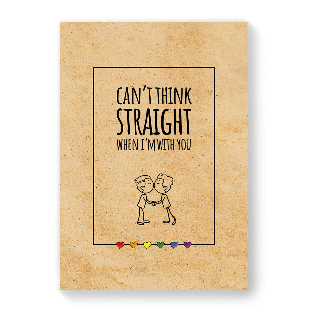 Cant Think Straight When I&#39;m With You - Gay Couple Card - Vintage Brown | Gift