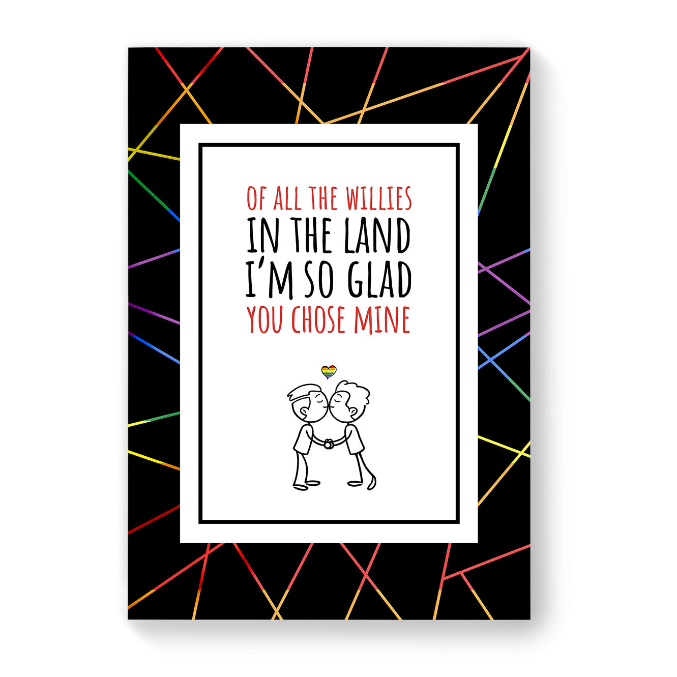I'm so glad you chose mine - Gay Couple Card - Black Geometric | Gift