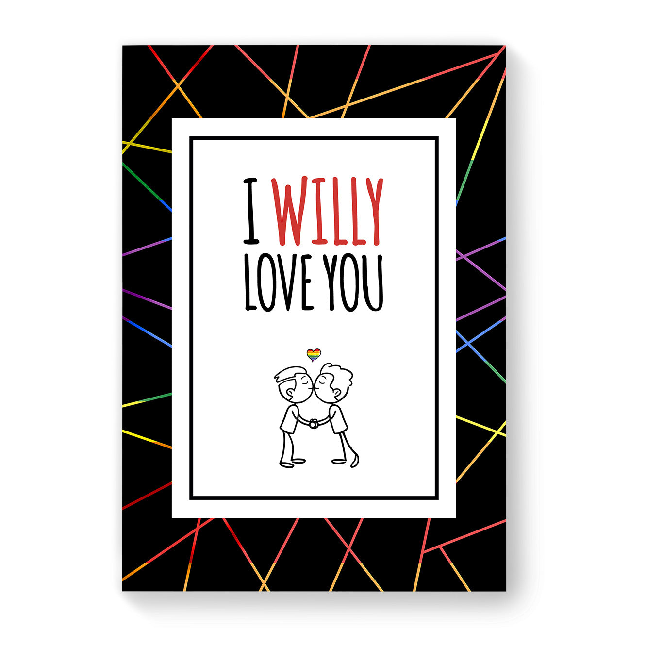 I Willy Love You - Gay Couple Card - Black Geometric | Gift
