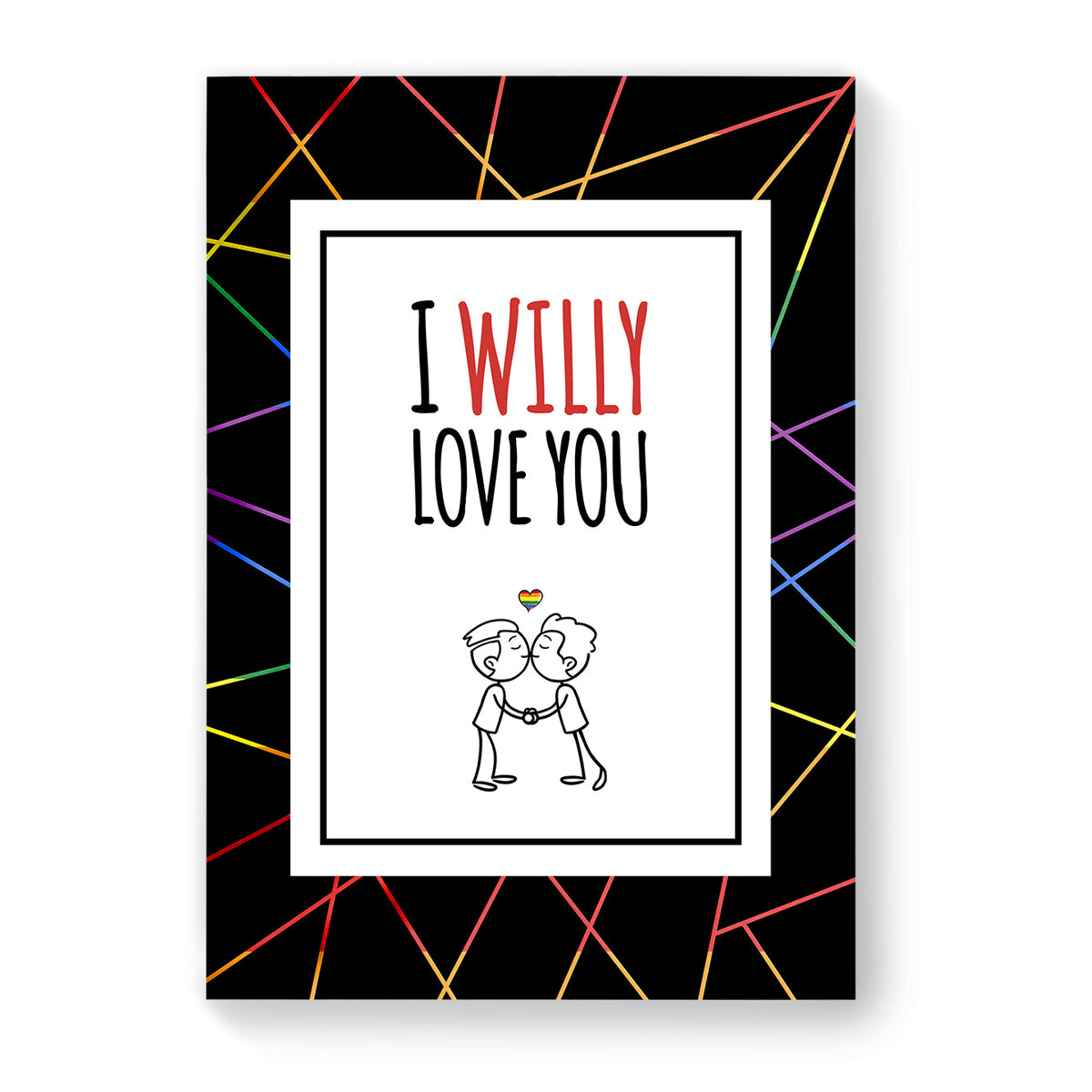 I Willy Love You - Gay Couple Card - Black Geometric | Gift
