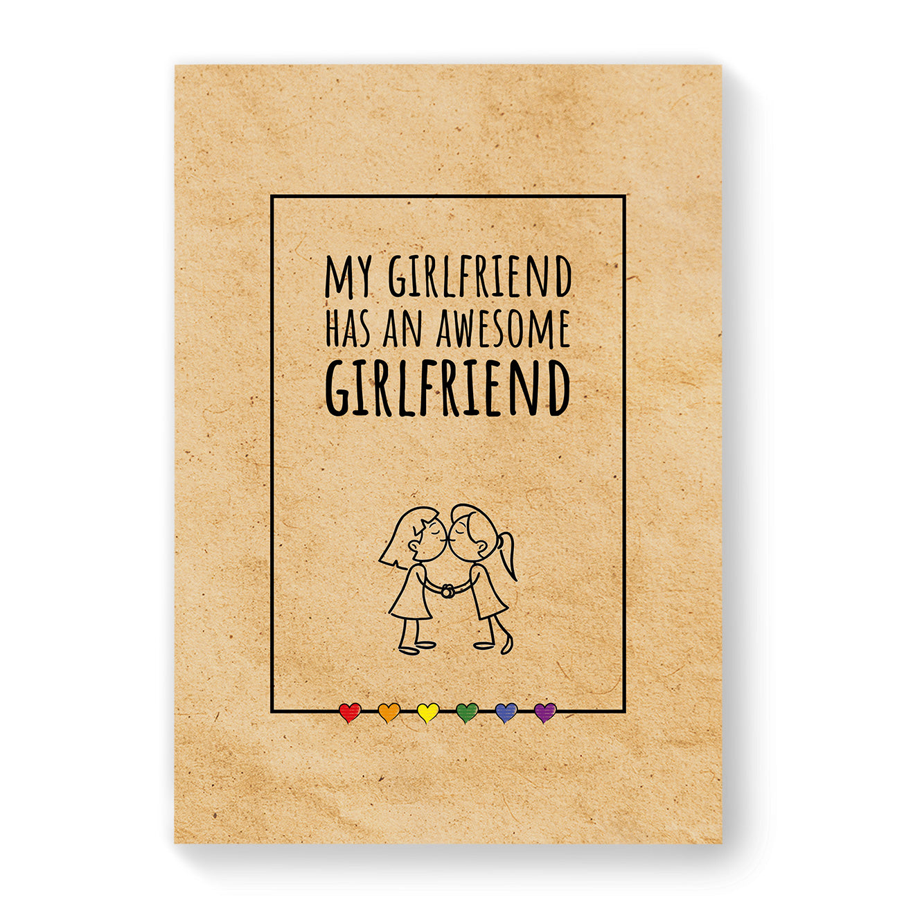 My Girlfriend has an Awesome Girlfriend - Lesbian Gay Couple Card - Vintage Brown | Gift