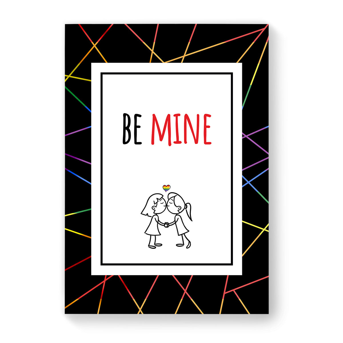 Be Mine - Lesbian Gay Couple Card - Black Geometric | Gift