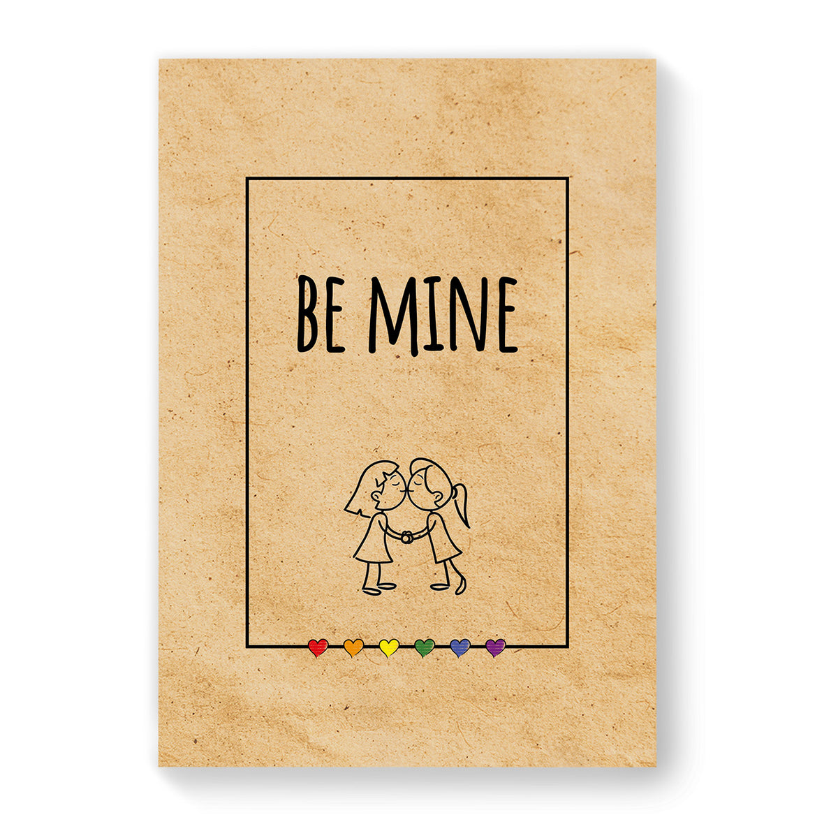 Be Mine - Lesbian Gay Couple Card - Vintage Brown | Gift