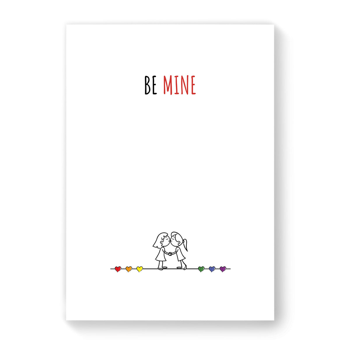Be Mine - Lesbian Gay Couple Card - White Minimalist | Gift