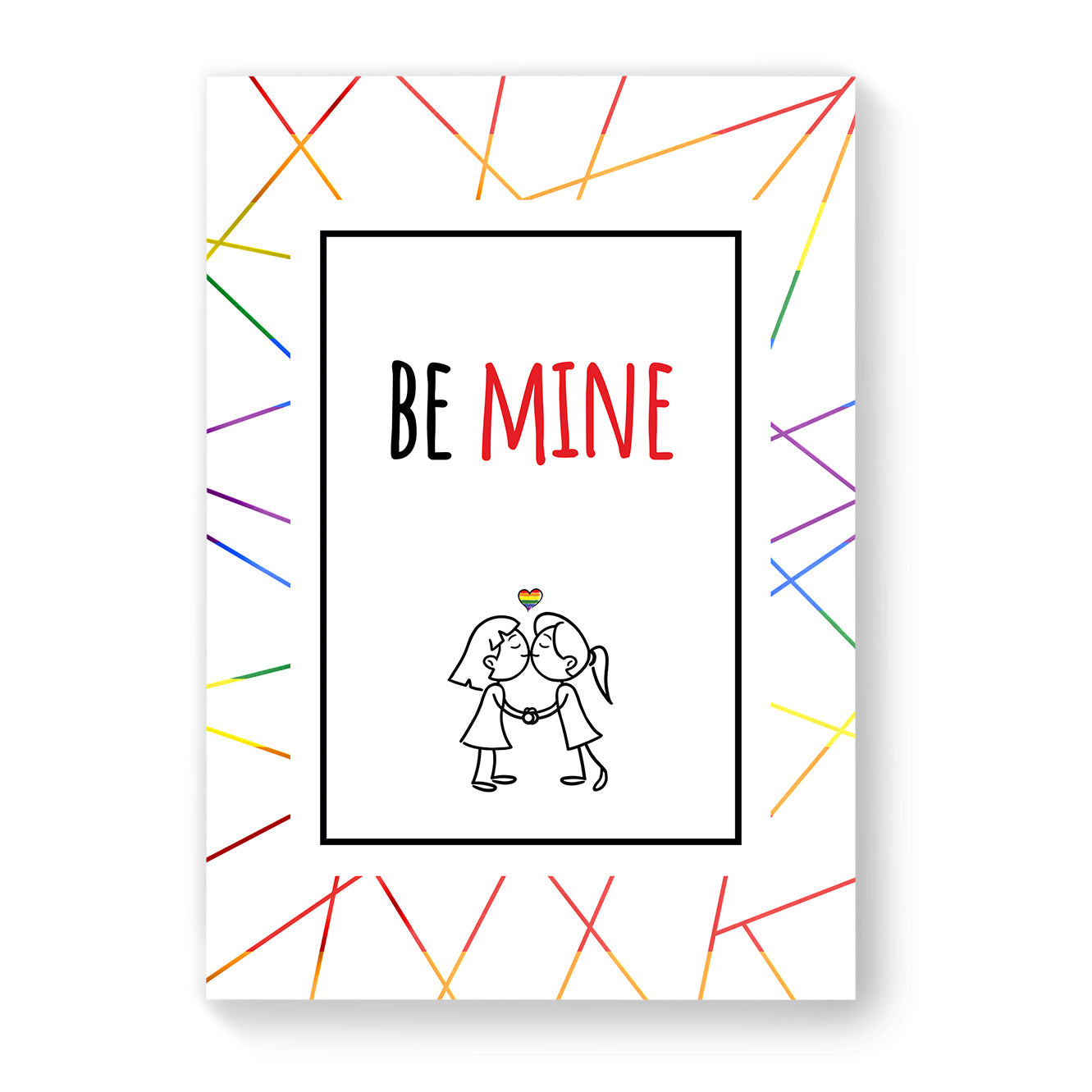 Be Mine - Lesbian Gay Couple Card - White Geometric | Gift