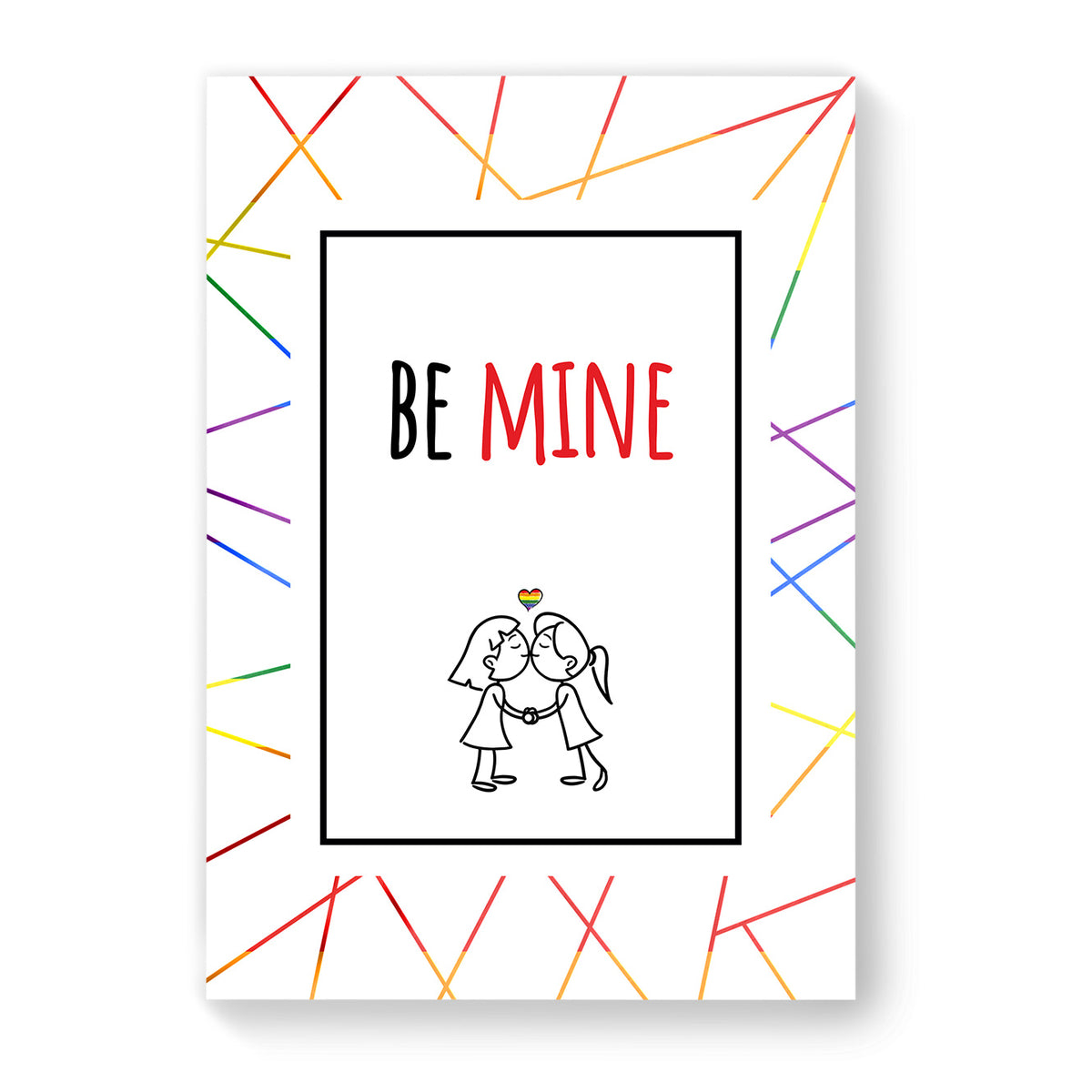 Be Mine - Lesbian Gay Couple Card - White Geometric | Gift