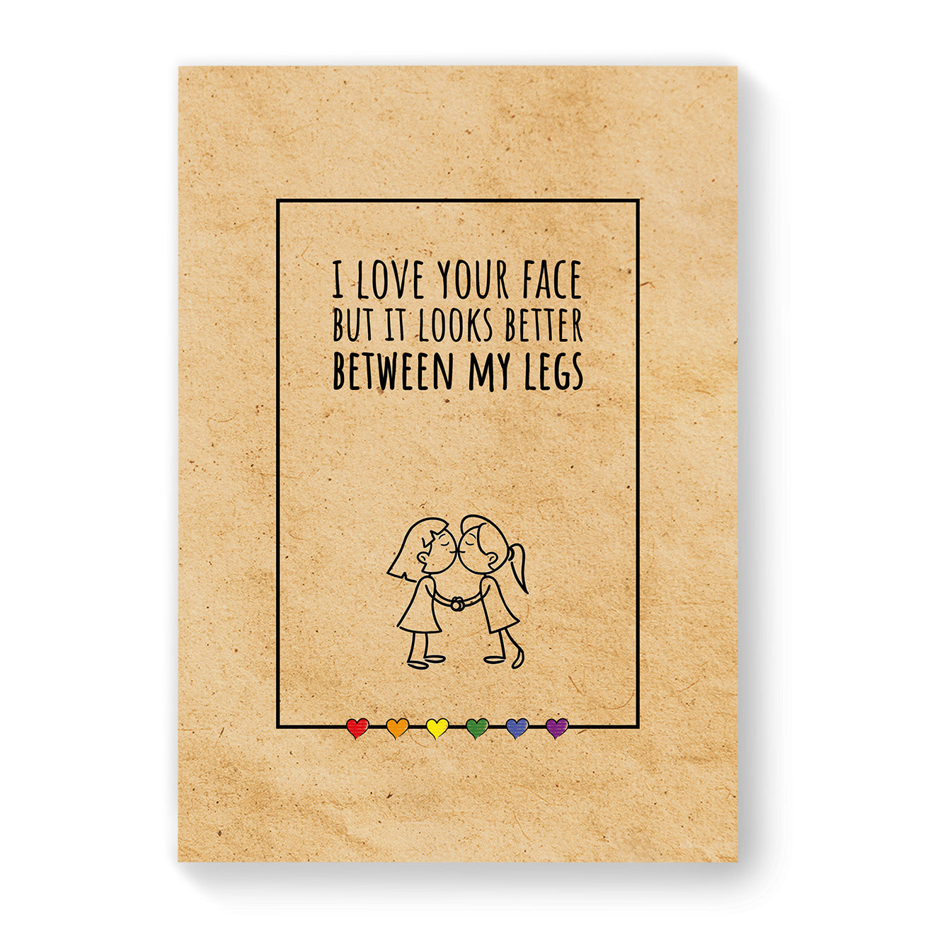 I Love Your Face - Lesbian Gay Couple Card - Vintage Brown | Gift
