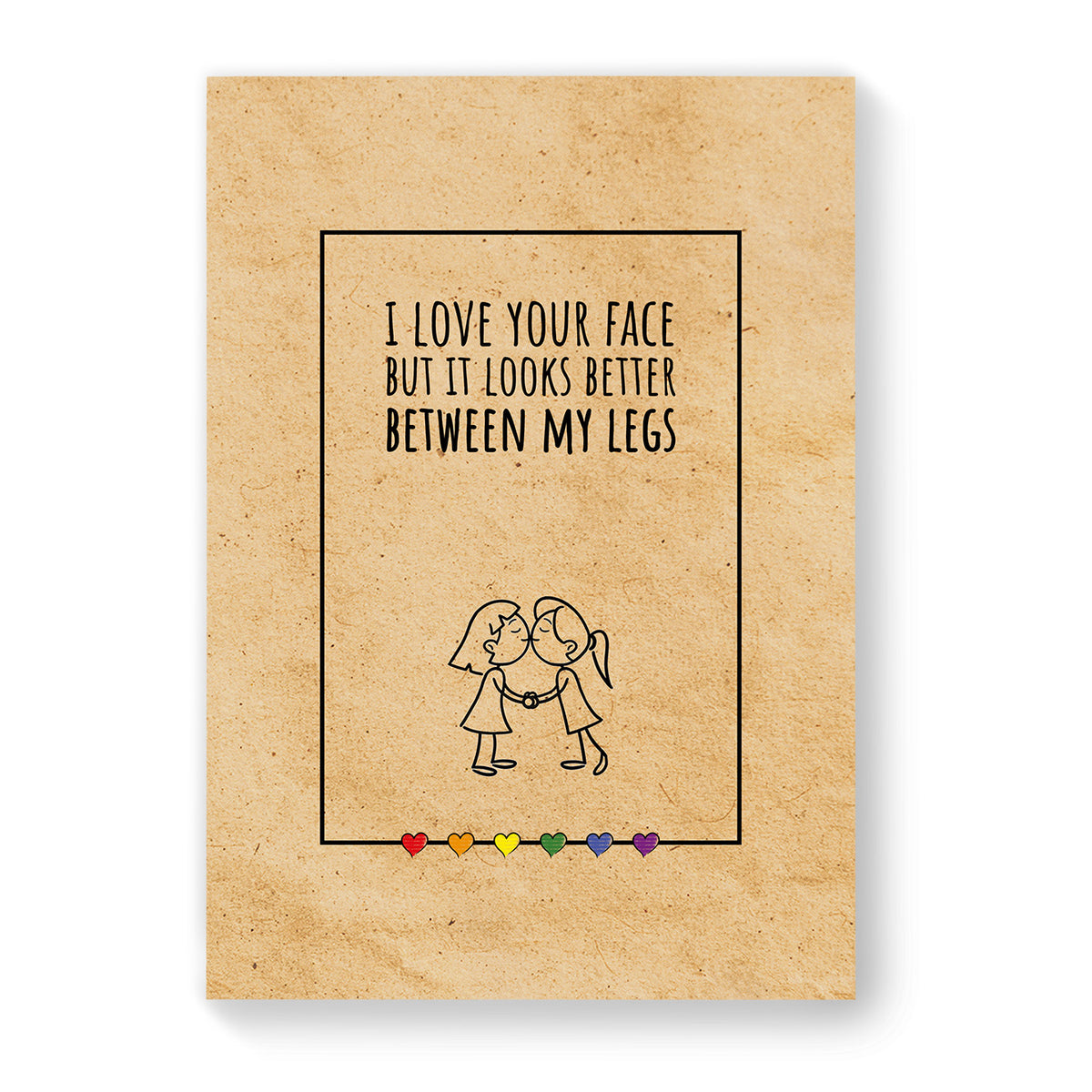 I Love Your Face - Lesbian Gay Couple Card - Vintage Brown | Gift