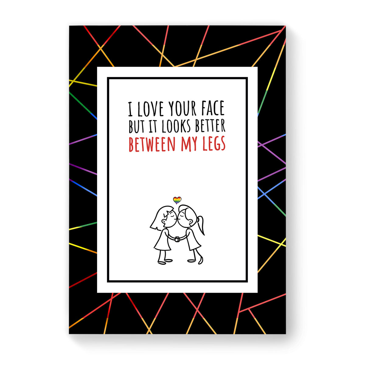 I Love Your Face - Lesbian Gay Couple Card - Black Geometric | Gift
