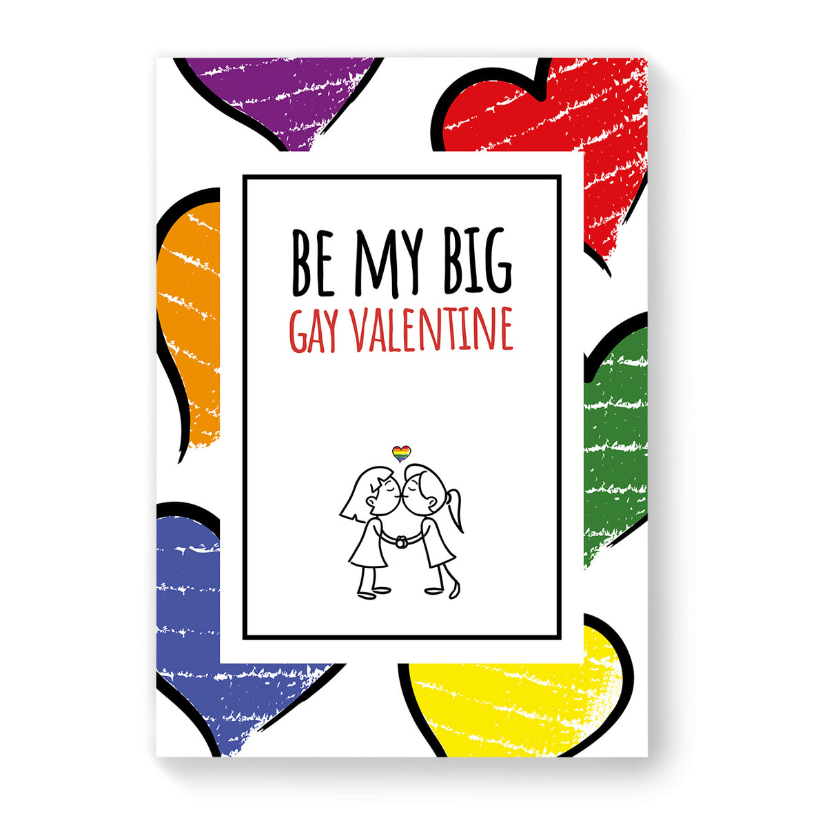 Be My Big Gay Valentine - Lesbian Gay Couple Card - Large Heart | Gift