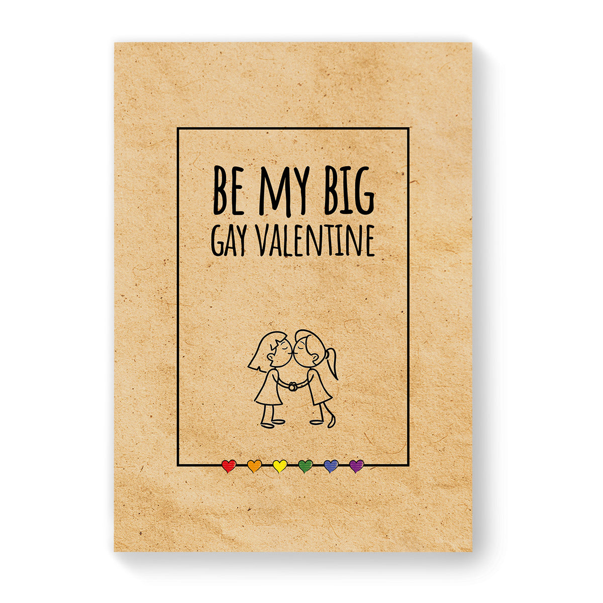 Be My Big Gay Valentine - Lesbian Gay Couple Card - Vintage Brown | Gift