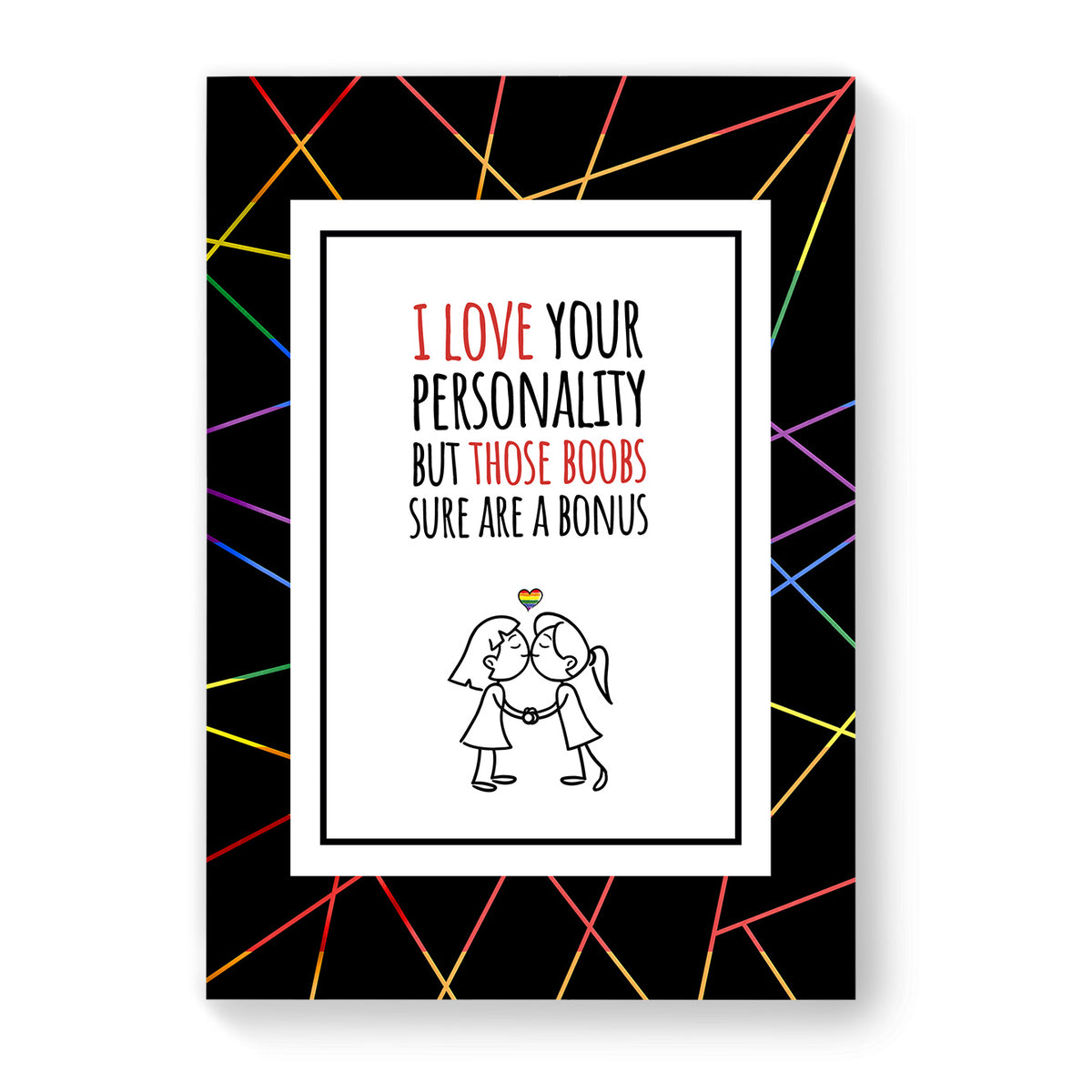 I Love Your Personality - Lesbian Gay Couple Card - Black Geometric | Gift