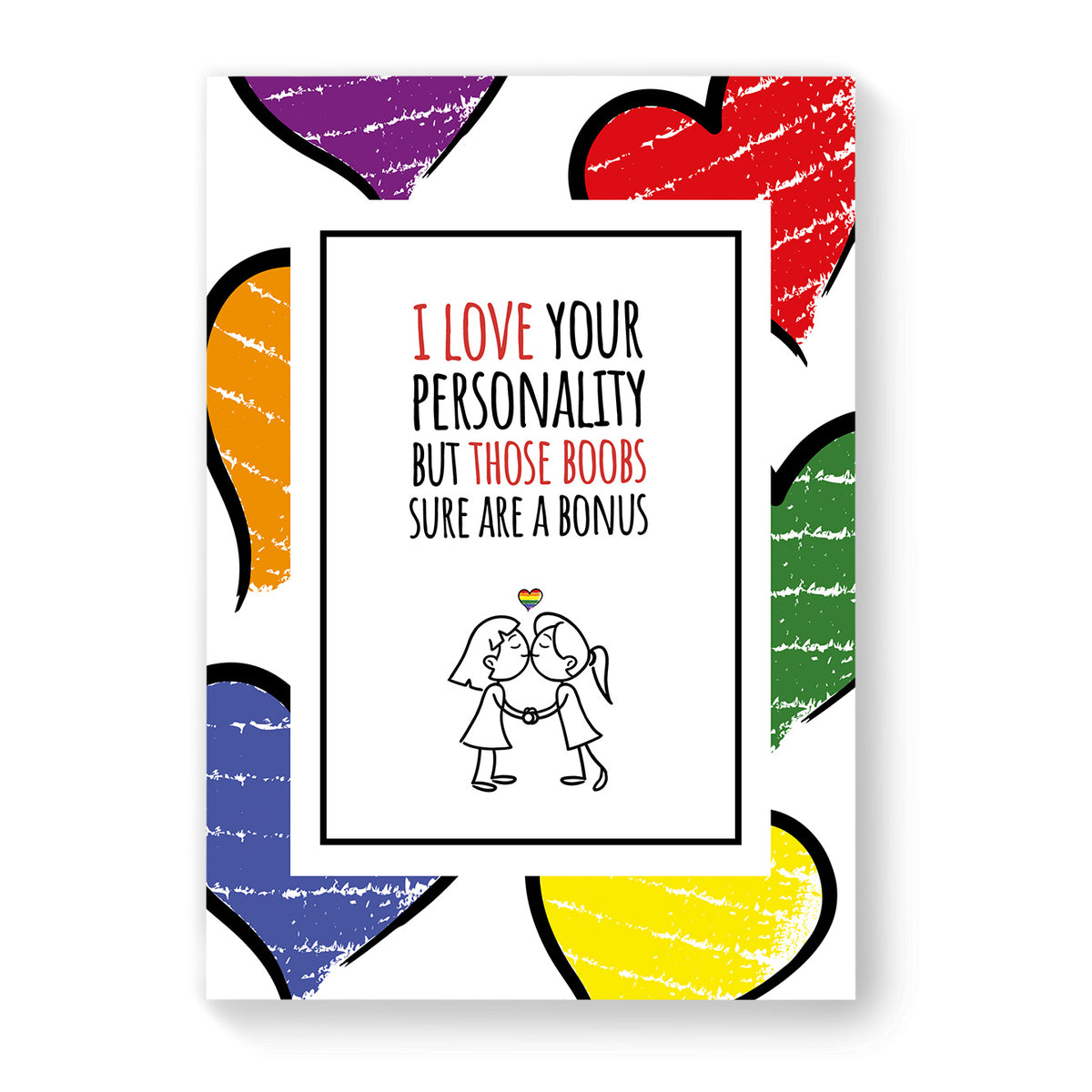 I Love Your Personality - Lesbian Gay Couple Card - Large Heart | Gift