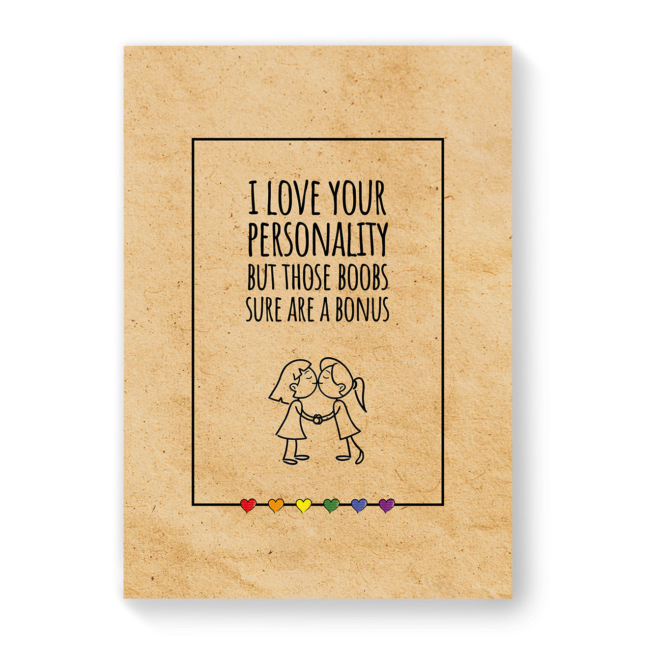 I Love Your Personality - Lesbian Gay Couple Card - Vintage Brown | Gift