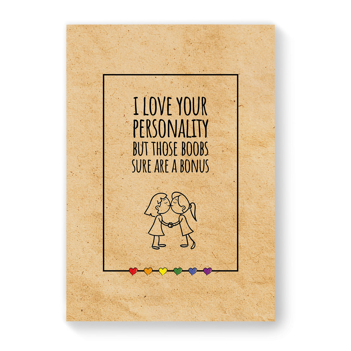 I Love Your Personality - Lesbian Gay Couple Card - Vintage Brown | Gift