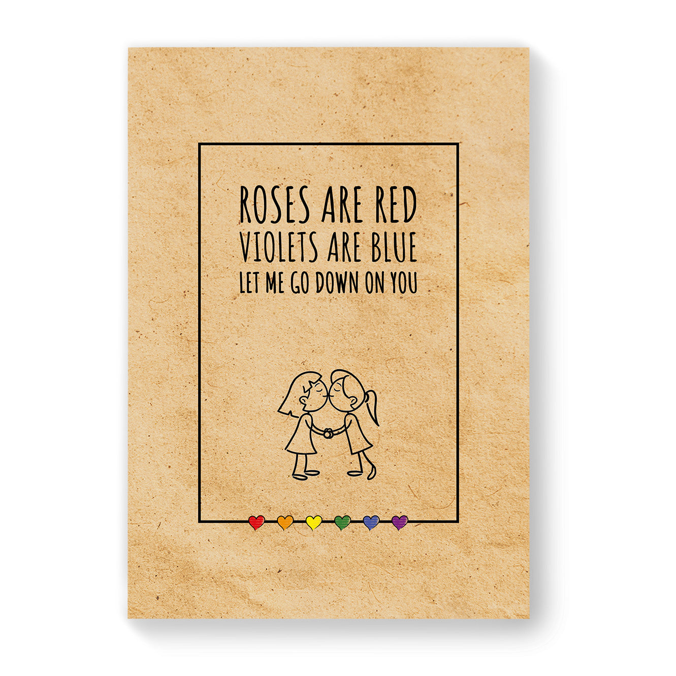 Let me go down on you - Lesbian Gay Couple Card - Vintage Brown | Gift