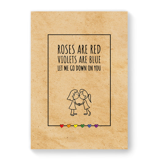 Let me go down on you - Lesbian Gay Couple Card - Vintage Brown | Gift