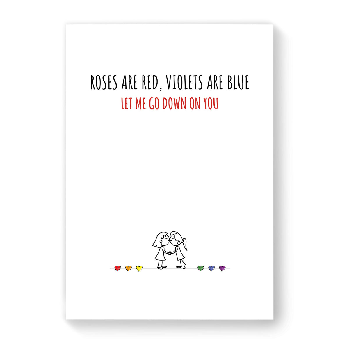 Let me go down on you - Lesbian Gay Couple Card - White Minimalist | Gift