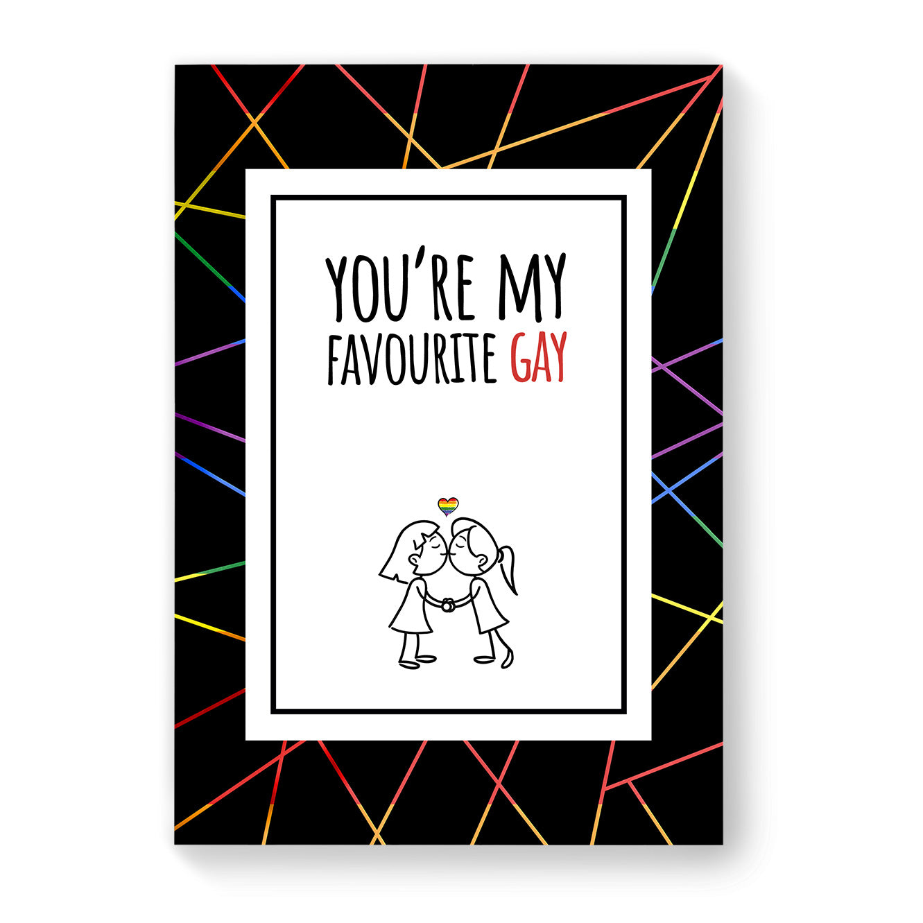 You're My Favourite Gay - Lesbian Gay Couple Card - Black Geometric | Gift
