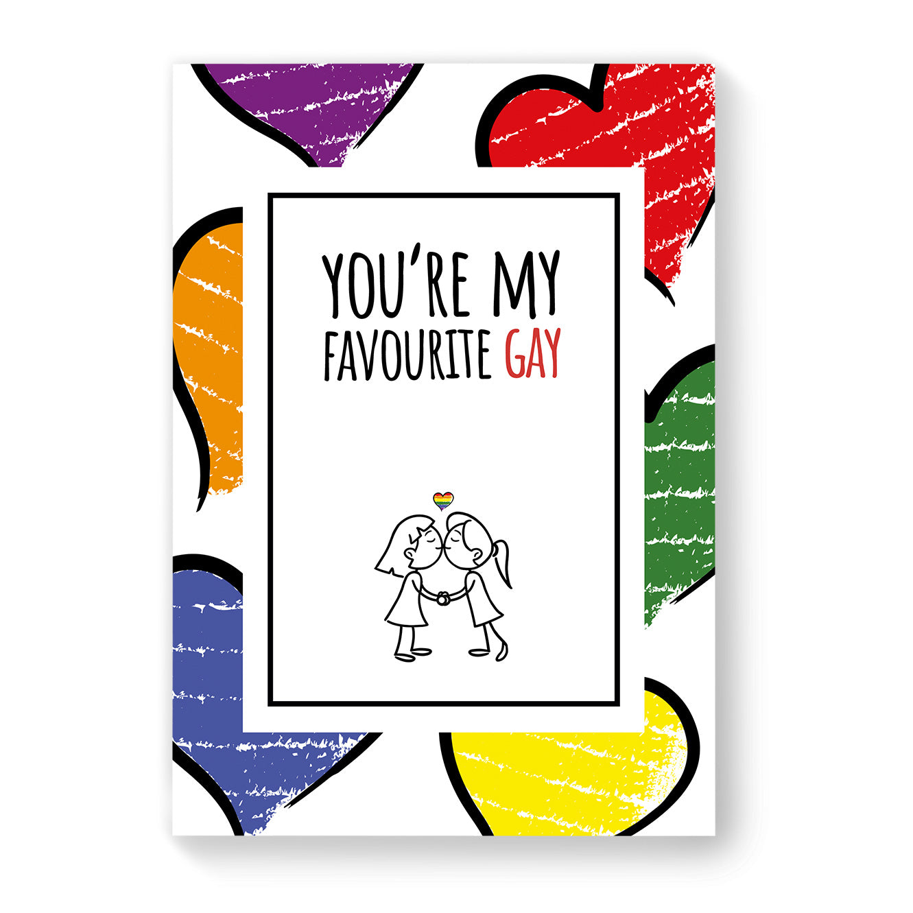 You're My Favourite Gay - Lesbian Gay Couple Card - Large Heart | Gift