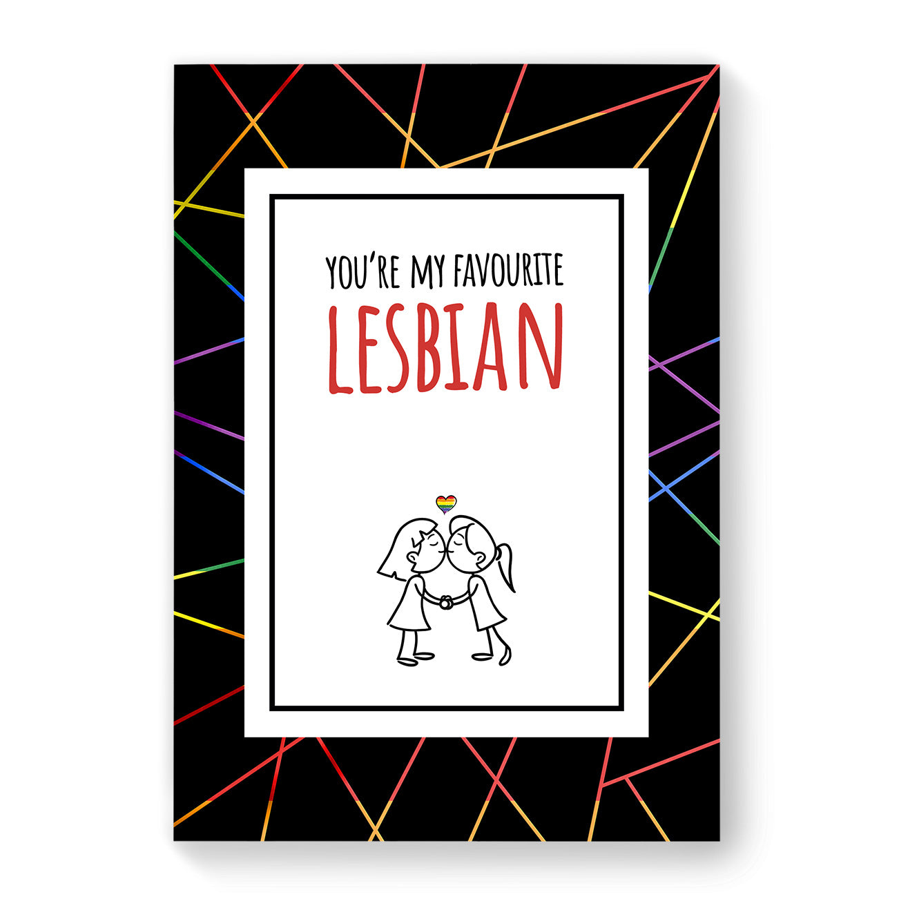 You're My Favourite Lesbian - Lesbian Gay Couple Card - Black Geometric | Gift
