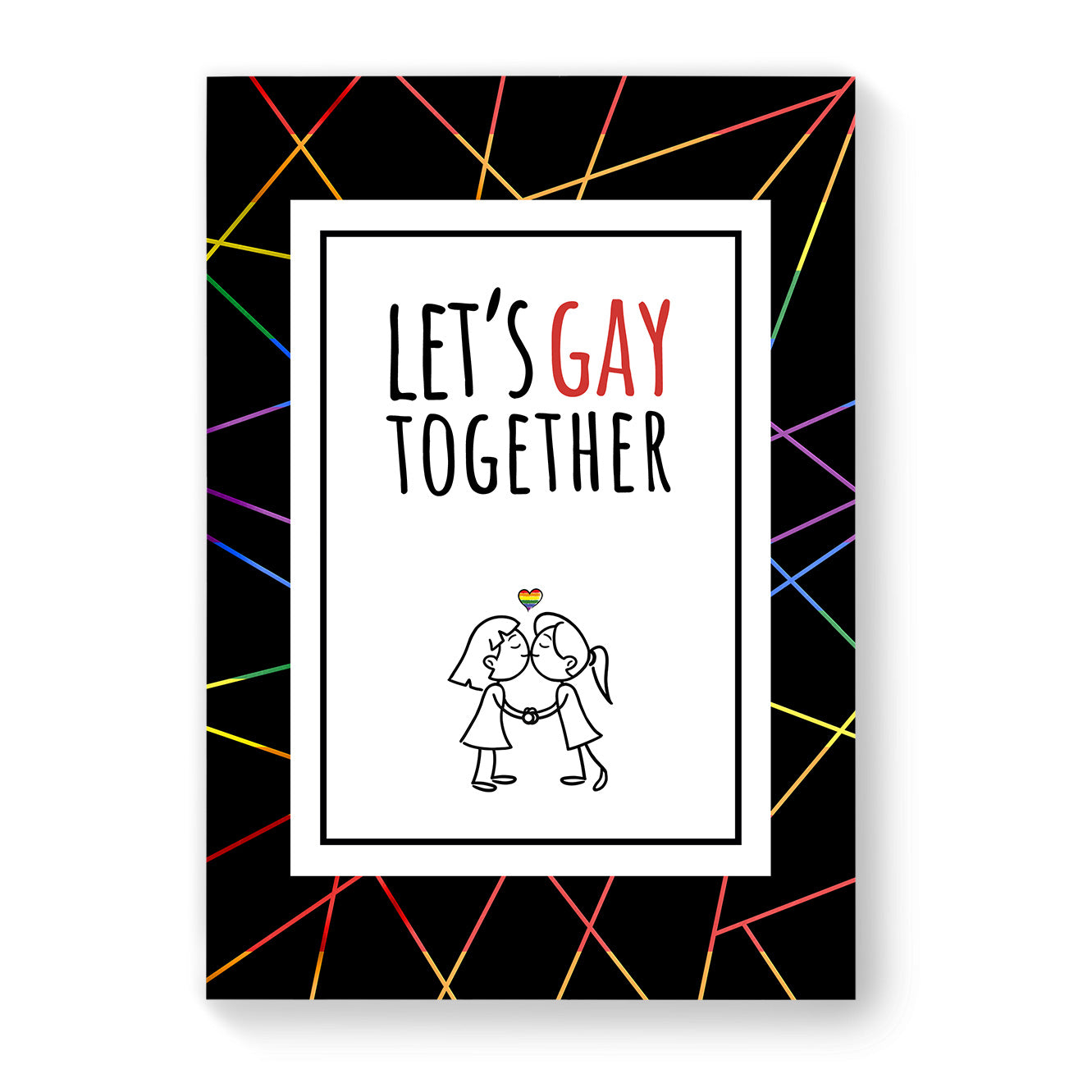 Let's Gay Together - Lesbian Gay Couple Card - Black Geometric | Gift
