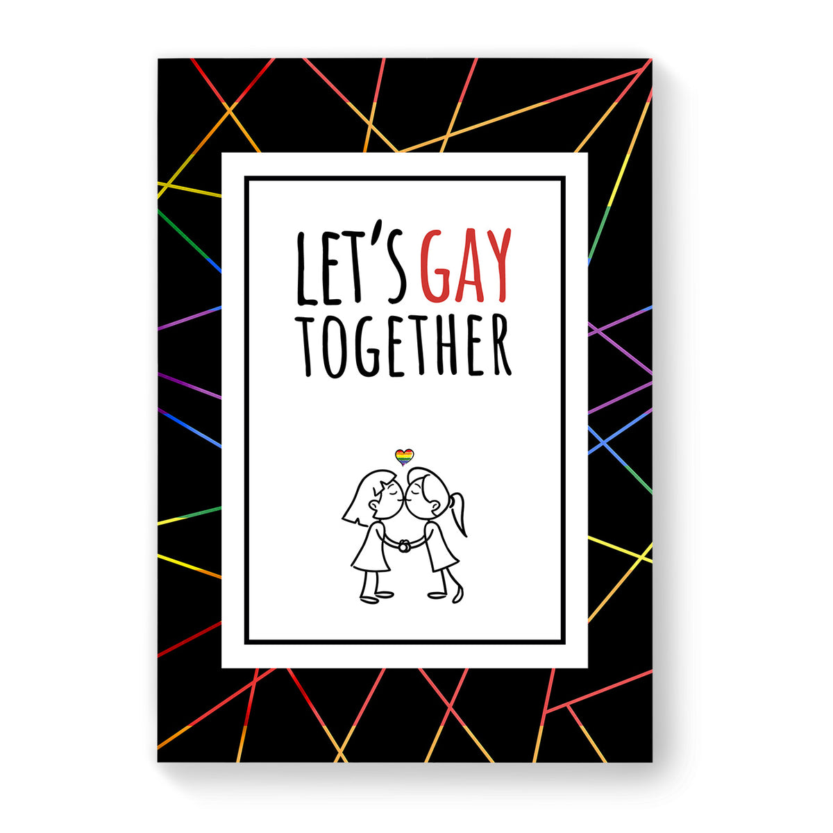Let&#39;s Gay Together - Lesbian Gay Couple Card - Black Geometric | Gift