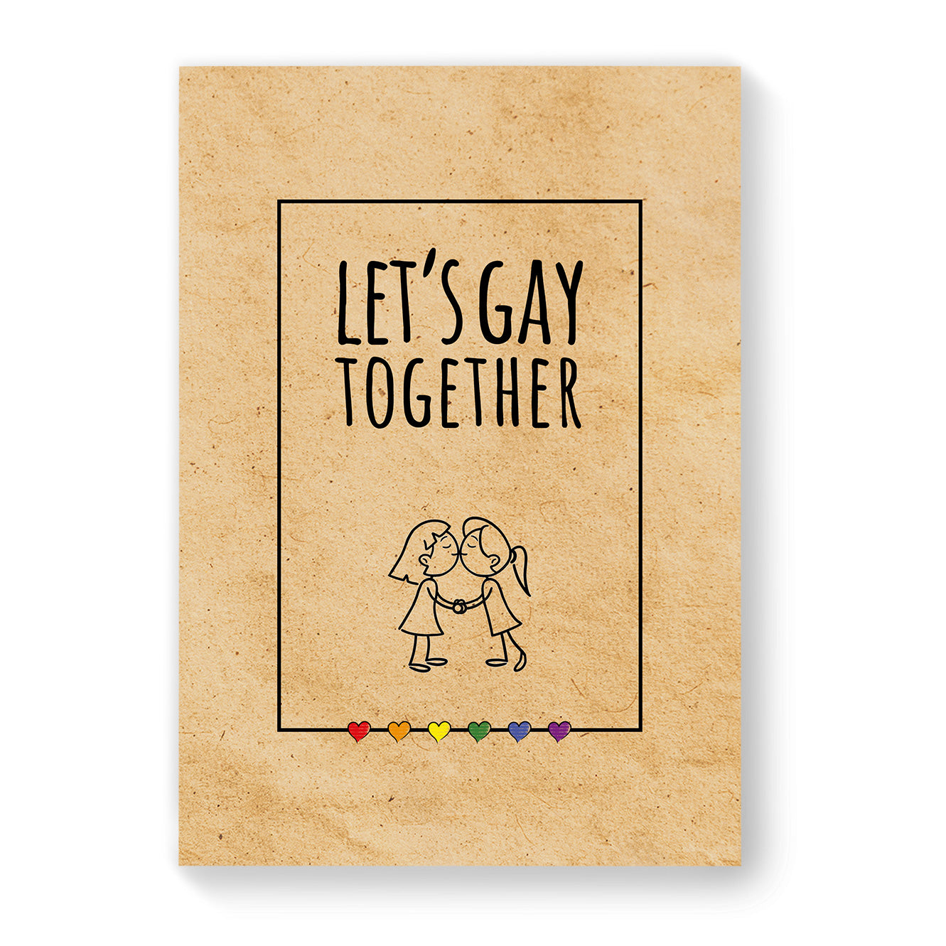 Let's Gay Together - Lesbian Gay Couple Card - Vintage Brown | Gift
