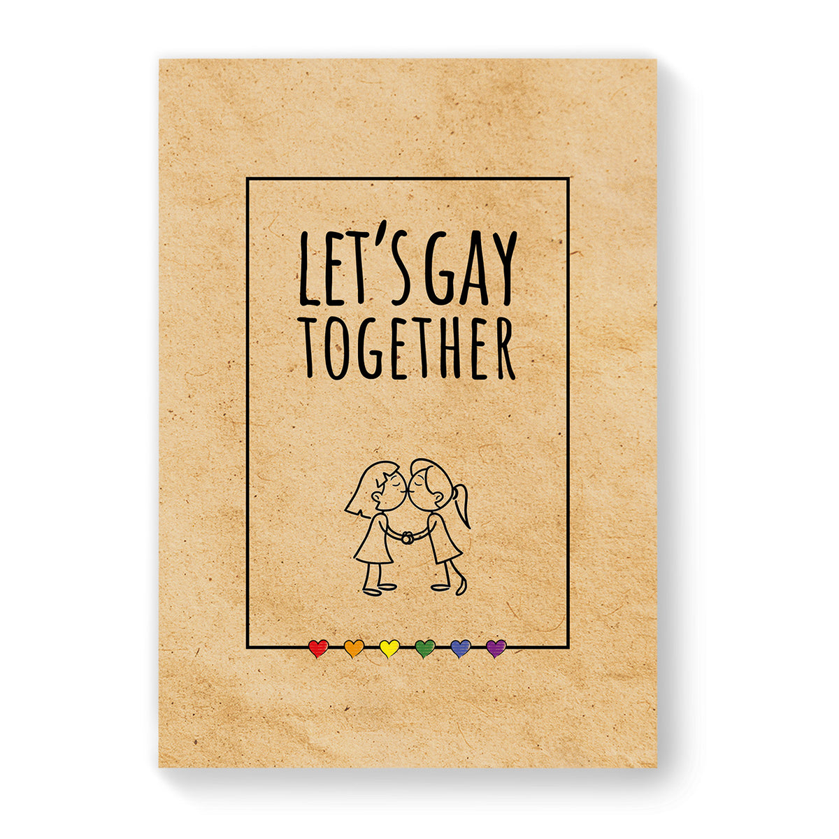 Let&#39;s Gay Together - Lesbian Gay Couple Card - Vintage Brown | Gift