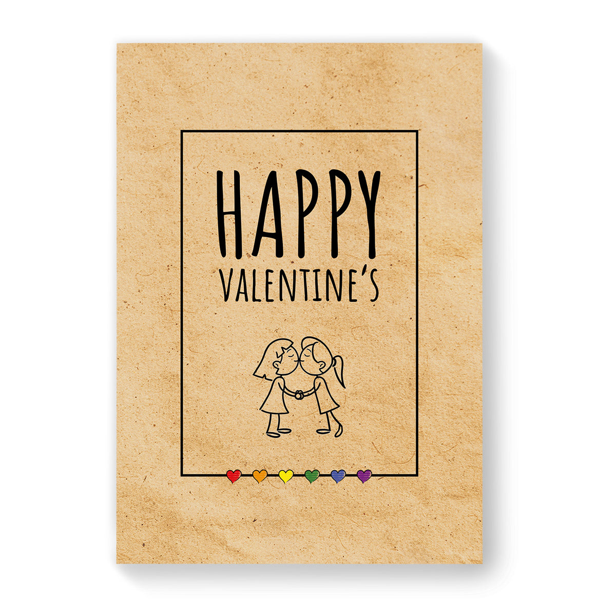 Happy Valentines - Lesbian Gay Couple Card - Vintage Brown | Gift