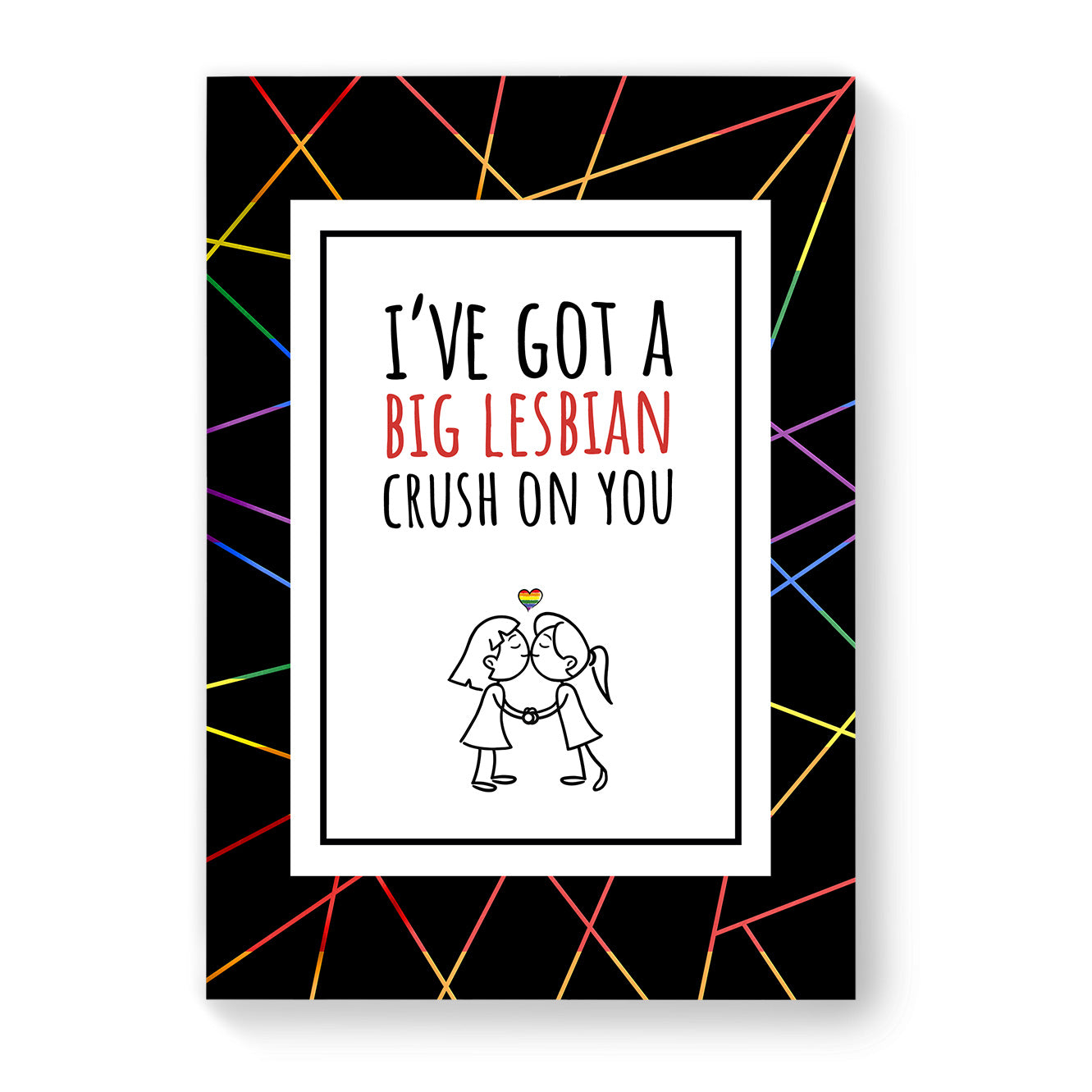 I've Got a Big Lesbian Crush on you - Lesbian Gay Couple Card - Black Geometric | Gift
