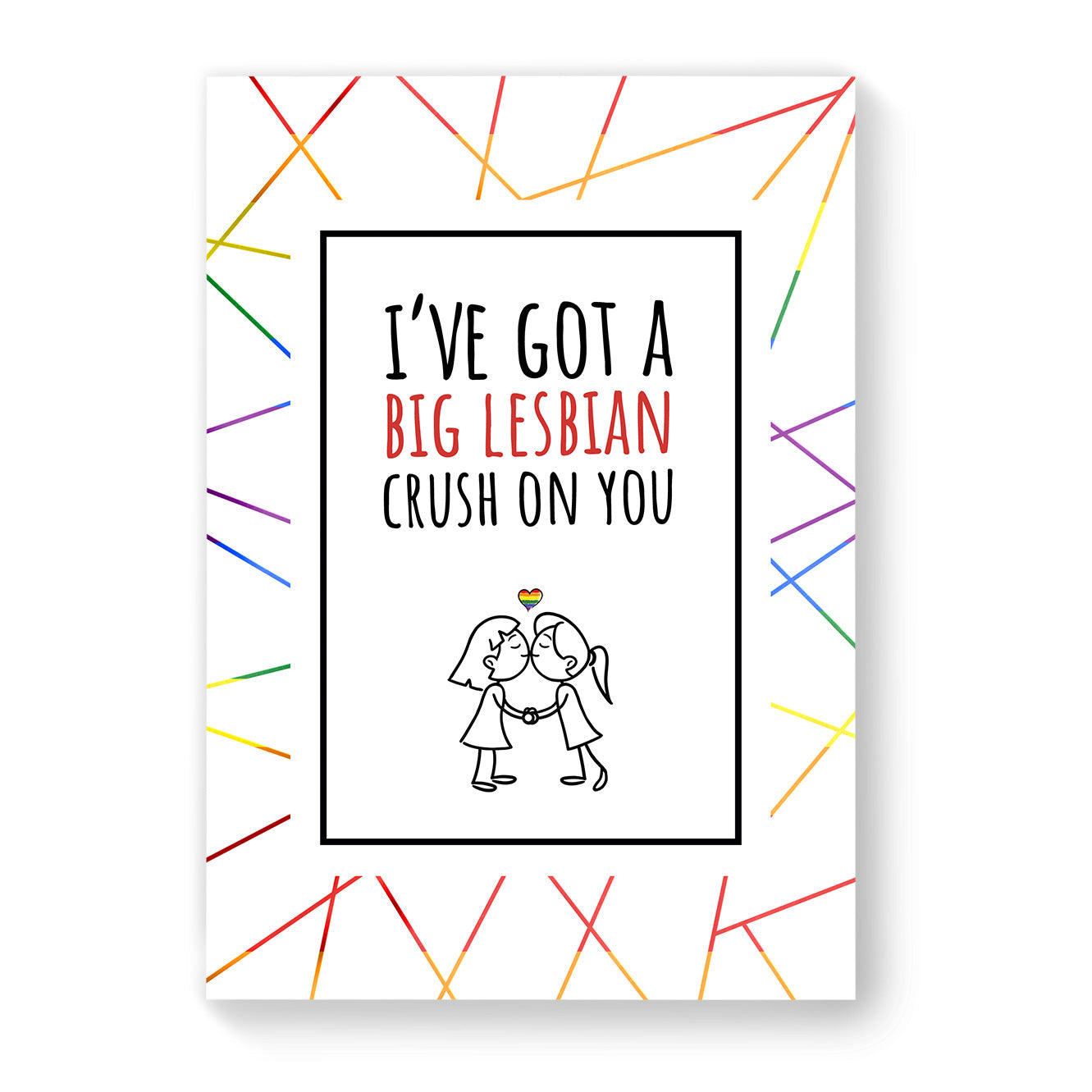 I've Got a Big Lesbian Crush on you - Lesbian Gay Couple Card - White Geometric | Gift