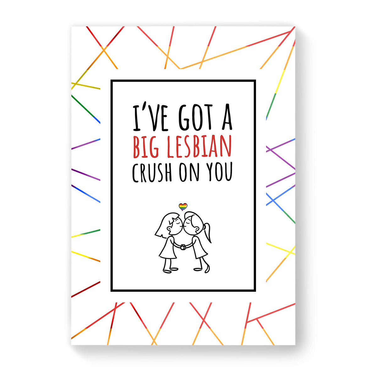 I&#39;ve Got a Big Lesbian Crush on you - Lesbian Gay Couple Card - White Geometric | Gift