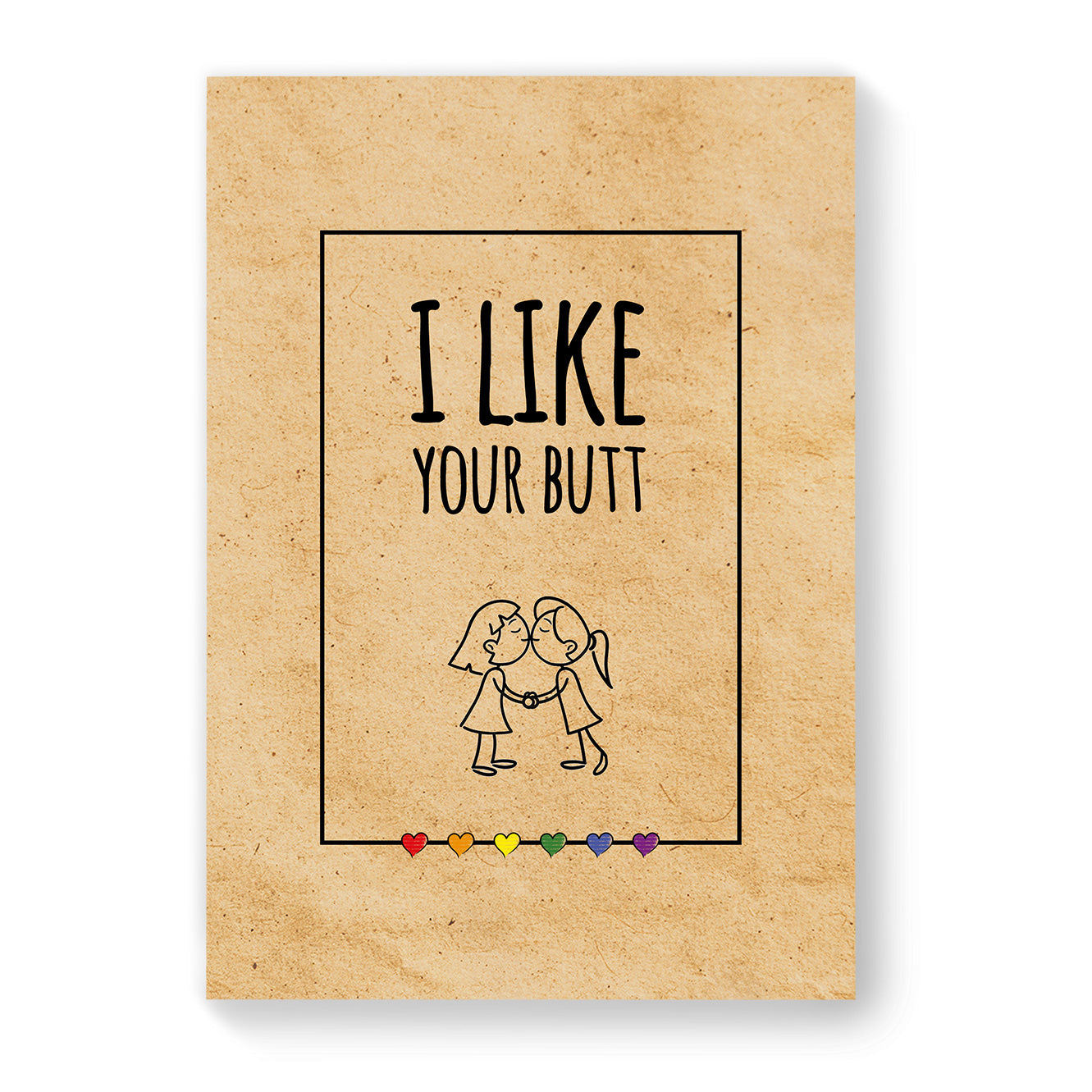 I Like Your Butt - Lesbian Gay Couple Card - Vintage Brown | Gift