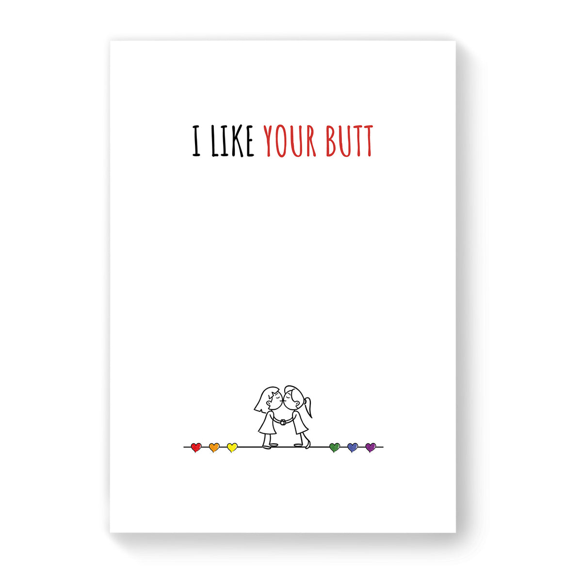 I Like Your Butt - Lesbian Gay Couple Card - White Minimalist | Gift