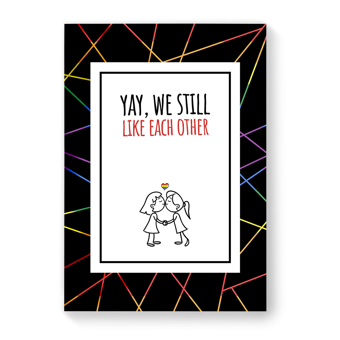 Yay, we still like each other - Lesbian Gay Couple Card - Black Geometric | Gift