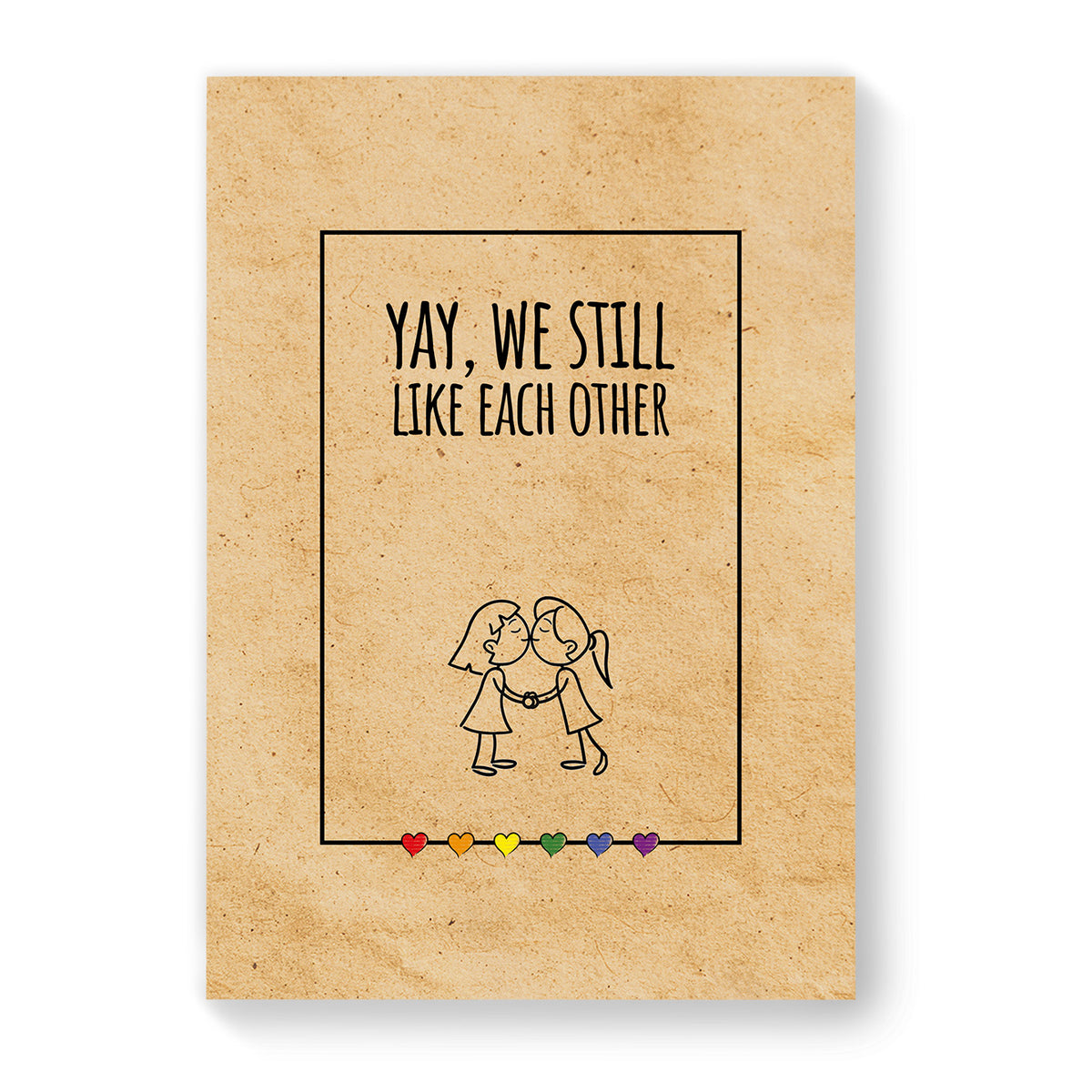 Yay, we still like each other - Lesbian Gay Couple Card - Vintage Brown | Gift