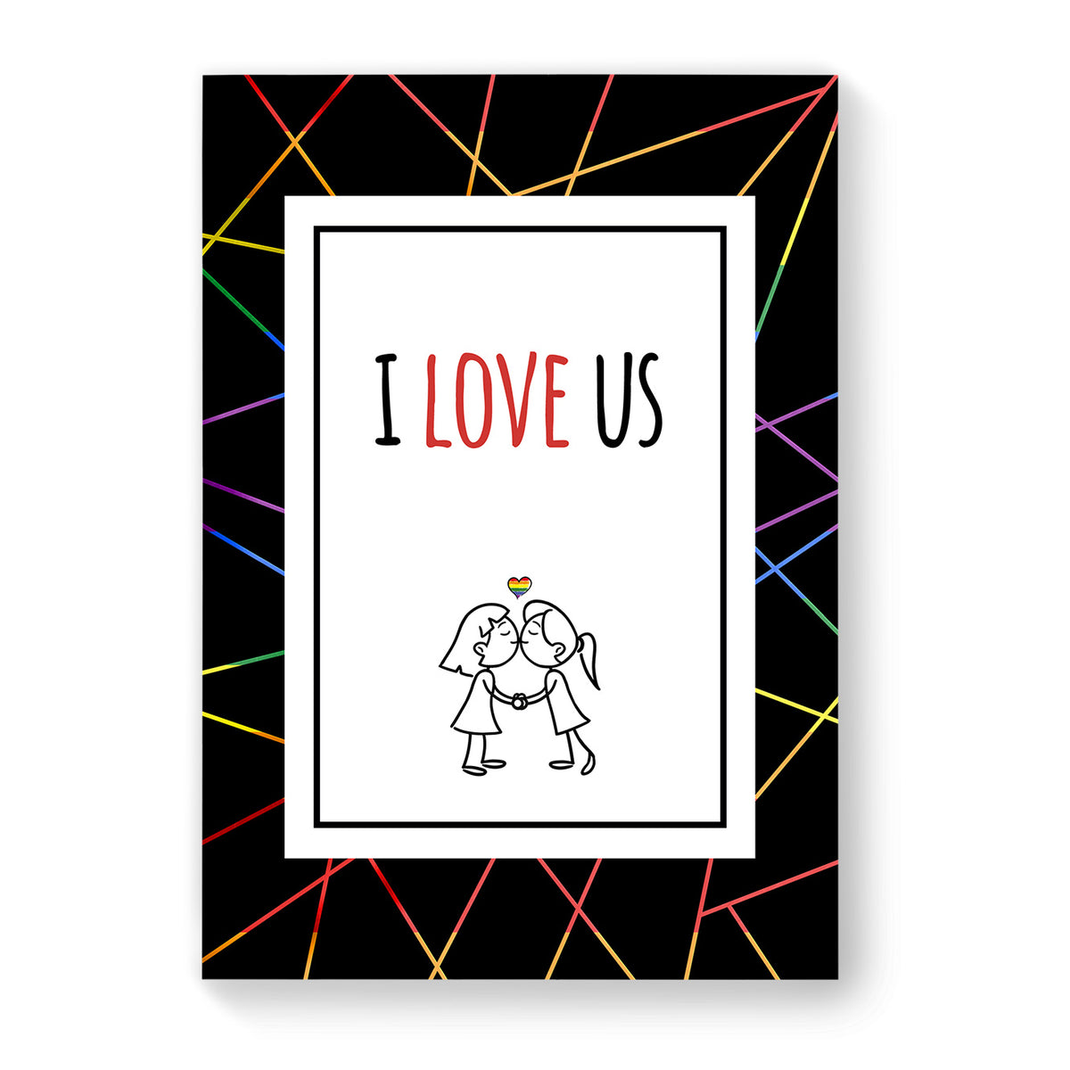 I Love Us - Lesbian Gay Couple Card - Black Geometric | Gift