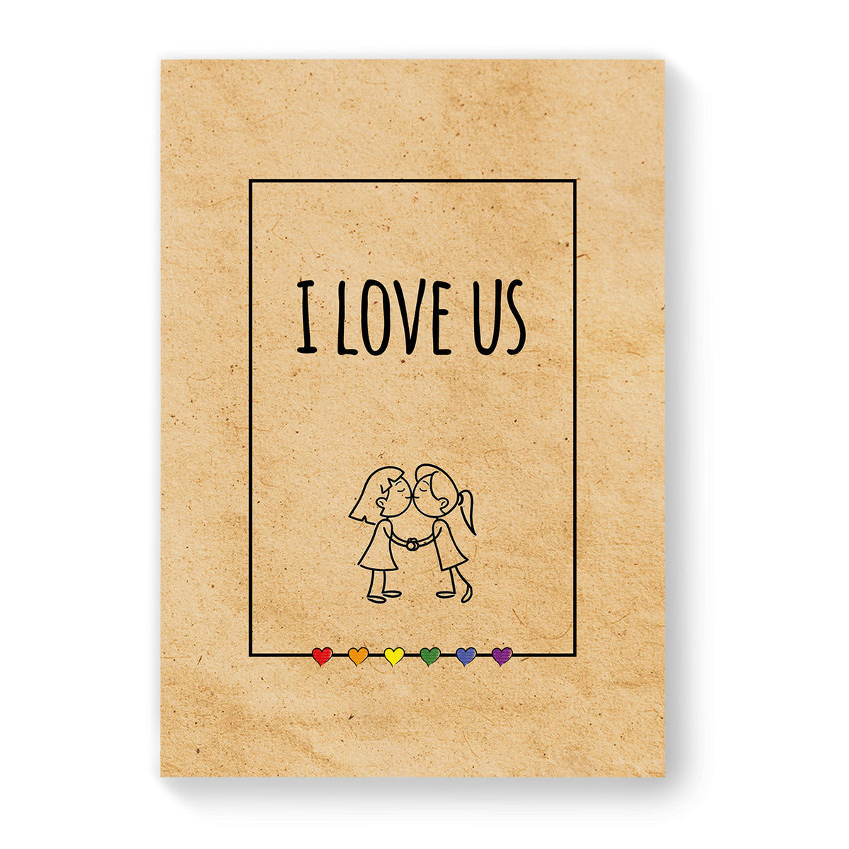 I Love Us - Lesbian Gay Couple Card - Vintage Brown | Gift