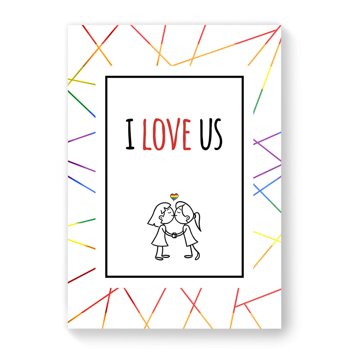 I Love Us - Lesbian Gay Couple Card - White Geometric | Gift