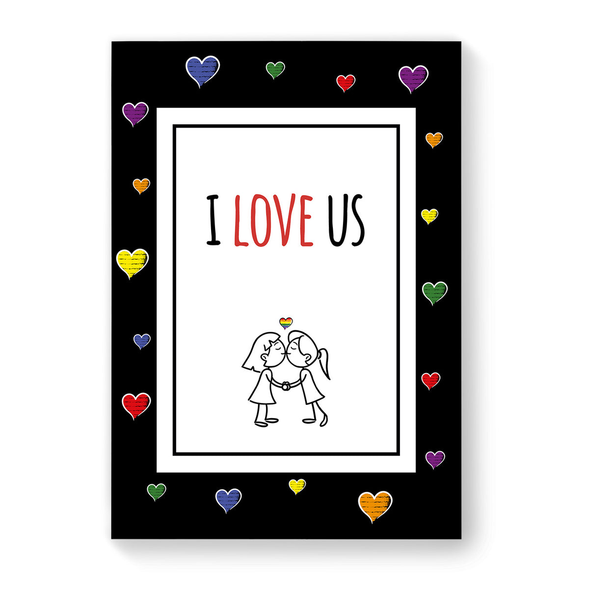 I Love Us - Lesbian Gay Couple Card - Black Heart | Gift