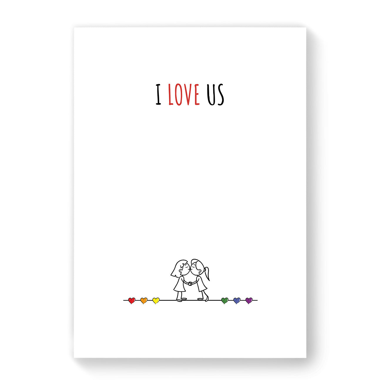I Love Us - Lesbian Gay Couple Card - White Minimalist | Gift