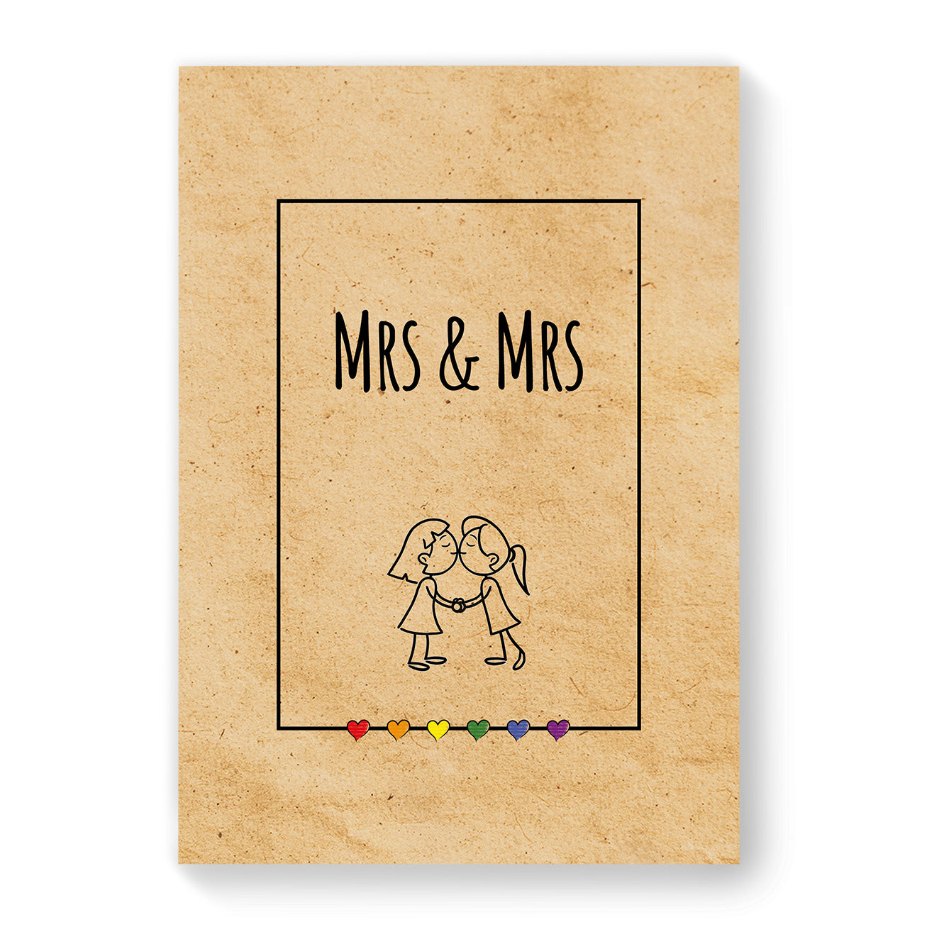 Mrs & Mrs - Lesbian Gay Couple Card - Vintage Brown | Gift
