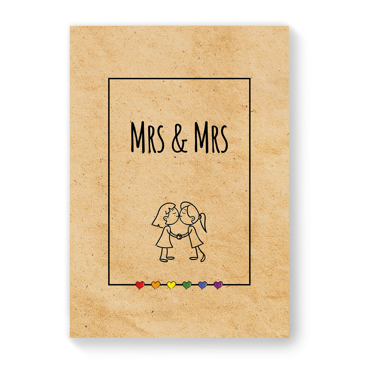 Mrs &amp; Mrs - Lesbian Gay Couple Card - Vintage Brown | Gift