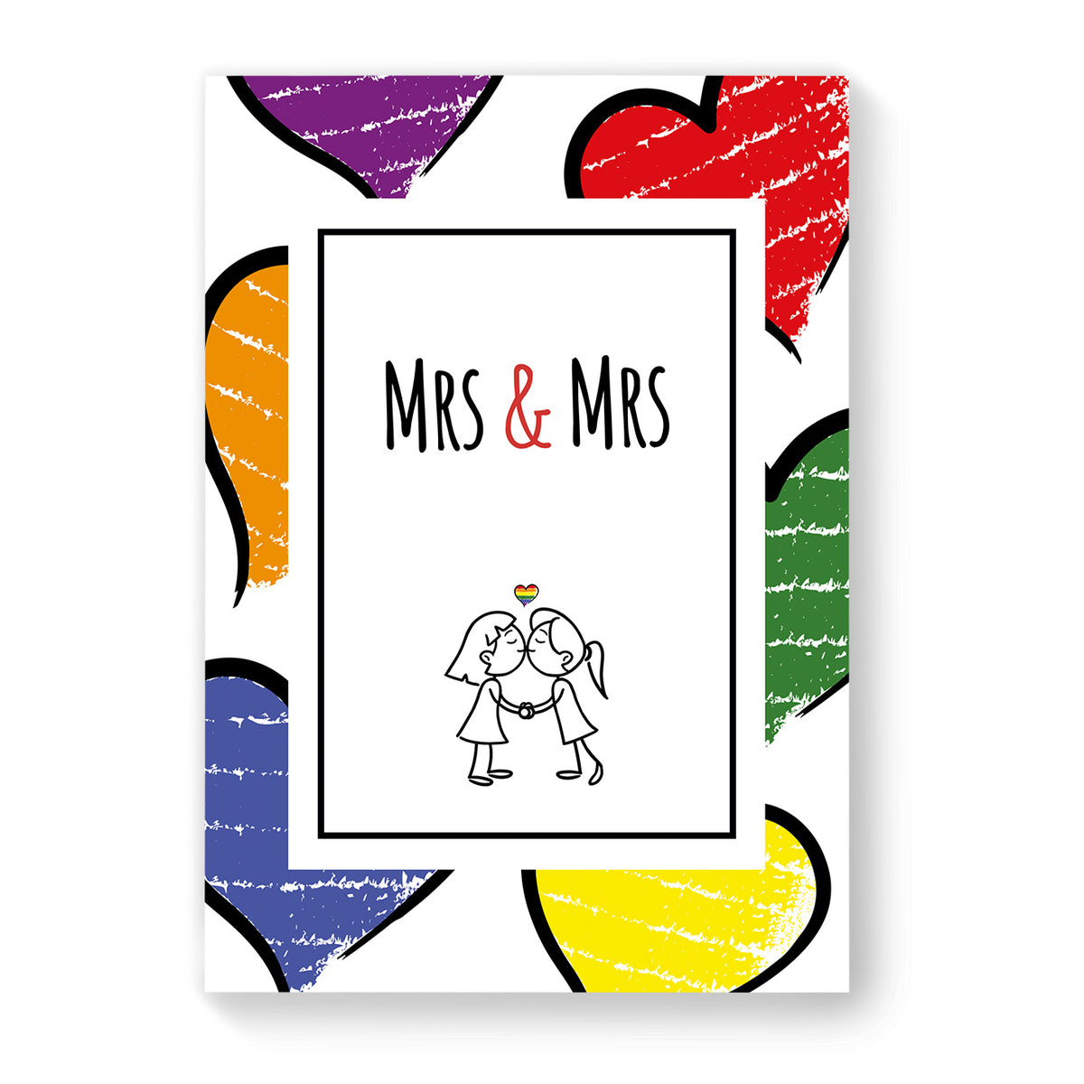 Mrs &amp; Mrs - Lesbian Gay Couple Card - Large Heart | Gift
