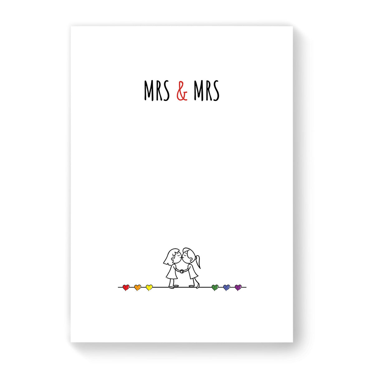 Mrs &amp; Mrs - Lesbian Gay Couple Card - White Minimalist | Gift