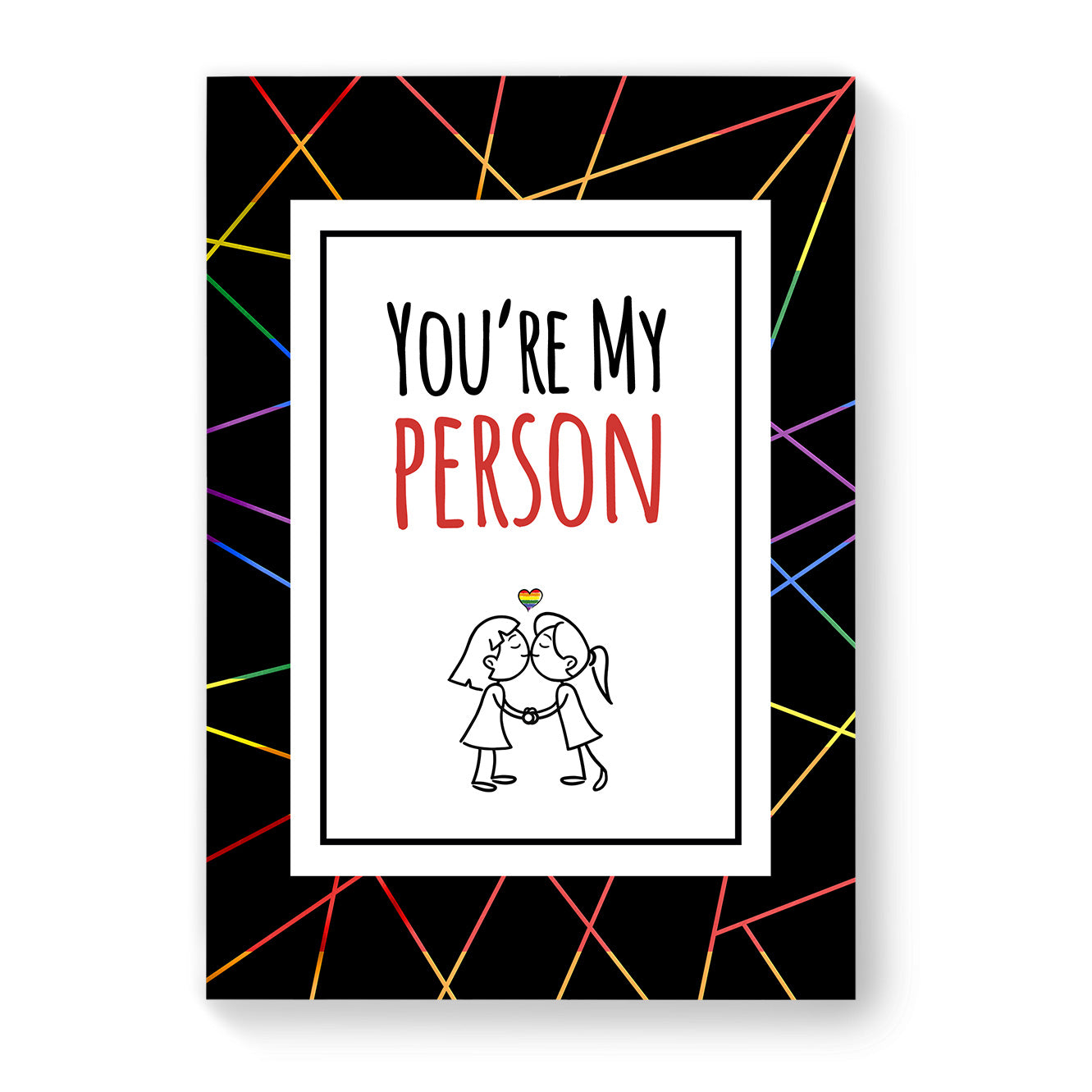You're My Person - Lesbian Gay Couple Card - Black Geometric | Gift