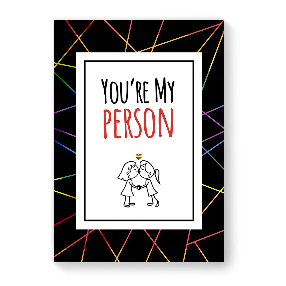 You&#39;re My Person - Lesbian Gay Couple Card - Black Geometric | Gift