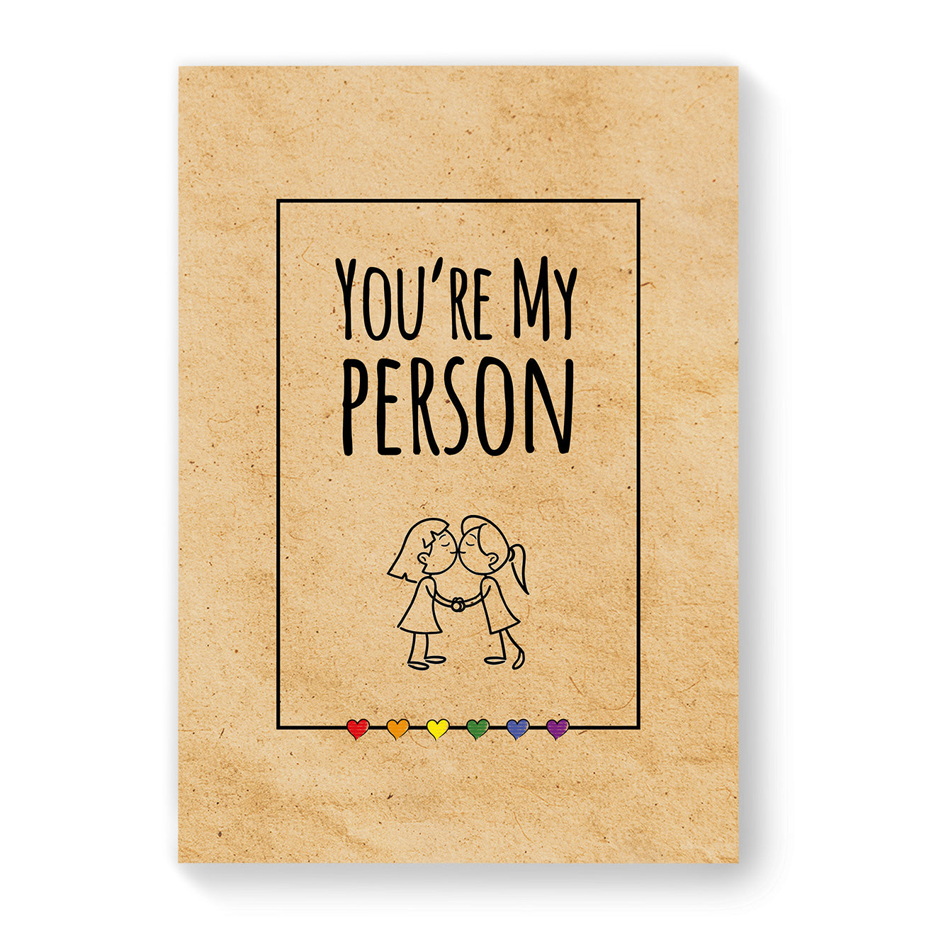You're My Person - Lesbian Gay Couple Card - Vintage Brown | Gift