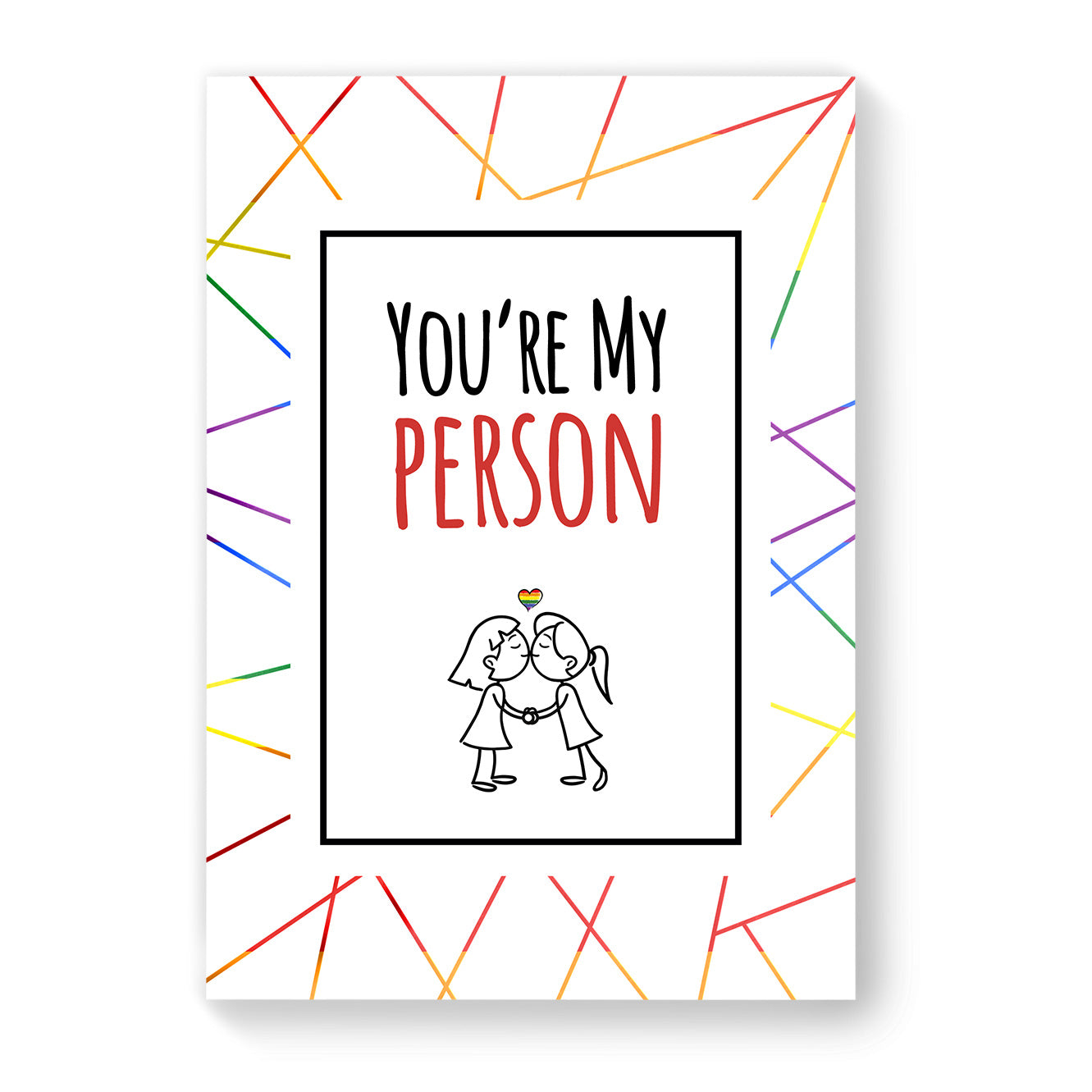You're My Person - Lesbian Gay Couple Card - White Geometric | Gift